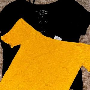 Black & Yellow crop top bundle